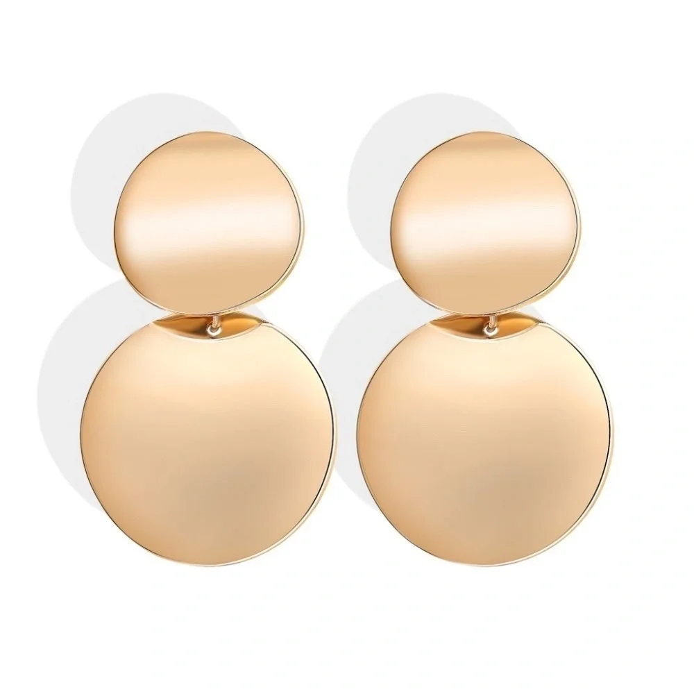 *AMARA* Gold Round Stacked Exaggerate Fashion Earrings